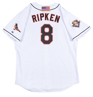 2001 Cal Ripken Jr. Game Used Baltimore Orioles #8 Post 9/11 Home Jersey - Ripkens Final Month (Ripken LOA)